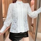 Long-sleeve Stand-collar Lace Shirt