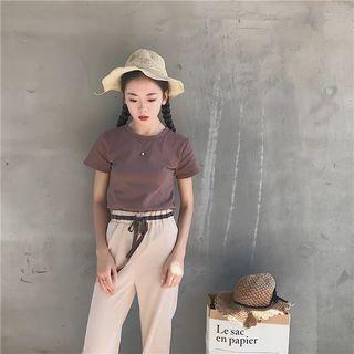 Short-sleeve T-shirt / Tie-waist Wide-leg Pants