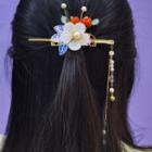 Retro Flower Faux Pearl Hair Stick 1 Pc - K61 - One Size