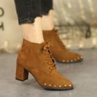 Chunky-heel Fleece-lining Lace-up Ankle Boots