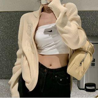 Embroidered Knit Jacket Almond - One Size