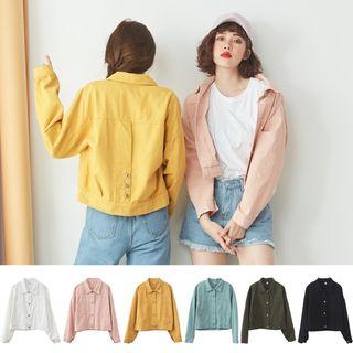 Pocket Buttoned Cropped Jacket