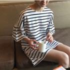 Pinstriped Short-sleeve T-shirt Dress