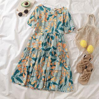 Vintage Flower Midi Dress