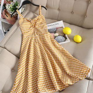 Suspender Plaid Dress