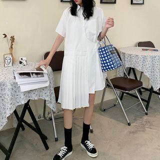 Short-sleeve Chiffon Asymmetrical Shirtdress