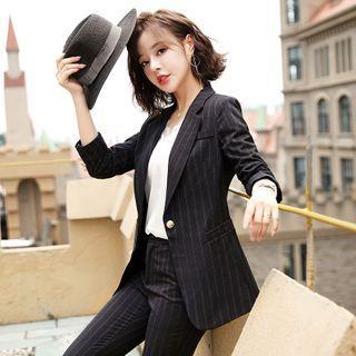 Striped One-button Blazer / Dress Pants / Set