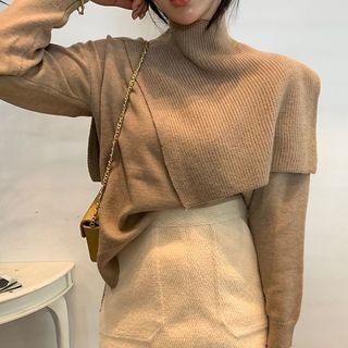 Turtleneck Cape / V-neck Sweater