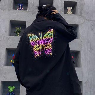 Reflective Butterfly Lapel Collar Plain Blazer