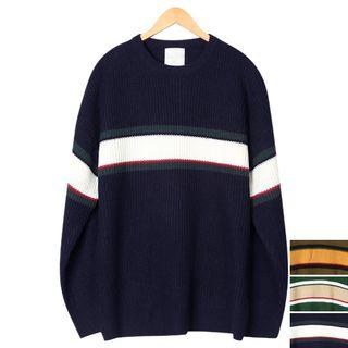 Couple Color-block Loose-fit Knit Pullover