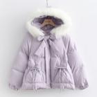 Fluffy Trim Hooded Padded Zip Jacket