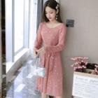 Long-sleeve Star Printed A-line Dress