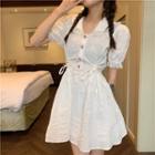 Short-sleeve Lace Slim-fit Dress White - One Size