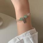 Bead Bracelet 1pc - Silver & Green - One Size