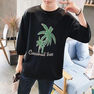 Palm Tree Print 3/4 Sleeve T-shirt