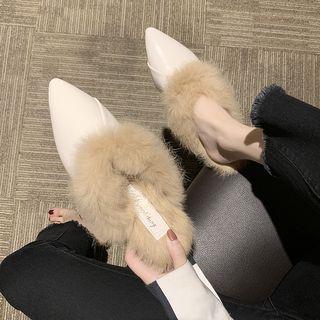 Furry Trim Pointy-toe Mules