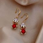 Ox Rhinestone Alloy Dangle Earring 1 Pair - Dangle Earring - Red Cow - Gold - One Size
