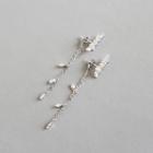 925 Sterling Silver Rhinestone Chain Dangle Earring 1 Pair - Silver - One Size