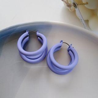 Matte Layered Hoop Earring 1 Pair - Purple - One Size