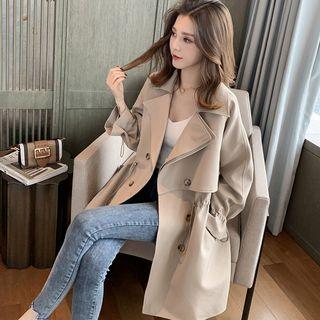 Double-breasted Drawstring Long Trench Coat