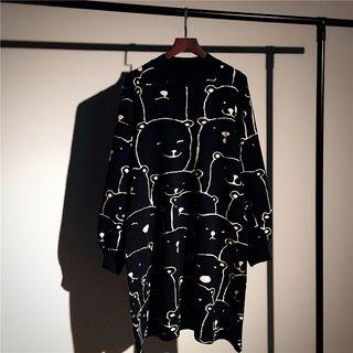 Bear Jacquard Oversize Sweater Dress