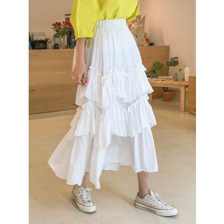 Frill-trim Maxi Flare Skirt