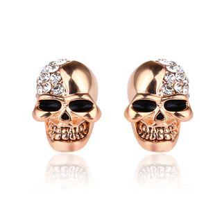 Stainless Steel Rhinestone Skull Earring