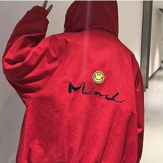 Couple Matching Embroidered Hood Zip Jacket