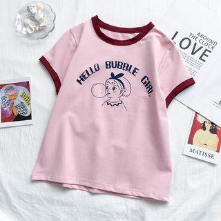 Cartoon Print Short-sleeve Ringer T-shirt