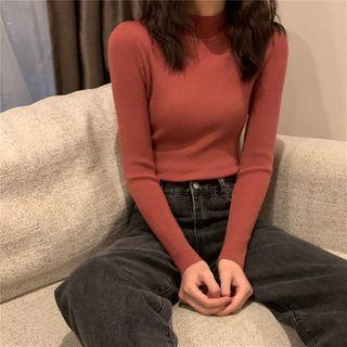 Mock-neck Skinny Ribbed Top