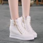 Faux-leather Hidden Heel High-top Sneakers