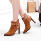 Pointed Buckled High Heel Ankle Boots