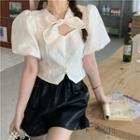 Bow-neck Cropped Blouse