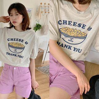 Cheese Graphic Crop Sweatshirt