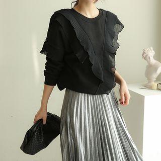 Frilled-trim Fleece-lined Sweatshirt