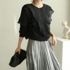 Frilled-trim Fleece-lined Sweatshirt