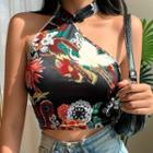 Halter-neck Dragon Print Cheongsam Top