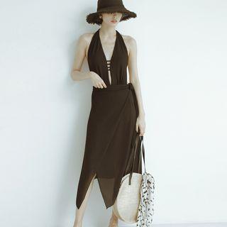 Set: Open-back Swimsuit + Cover-up