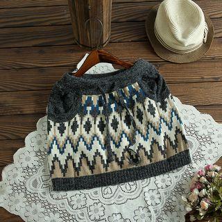 Patterned Mini Knit Skirt Gray - One Size