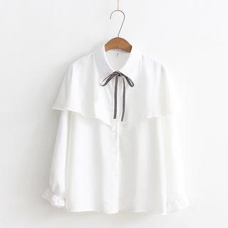 Frilled Panel Long-sleeve Blouse