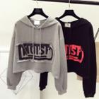 Cropped Letter Applique Hoodie