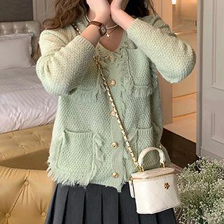 Pocket Detail Fringed Trim Cardigan