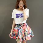 Set: Lettering T-shirt + Printed Skirt