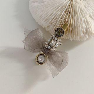 Rhinestone Bow Hair Clip Gray - 6cm