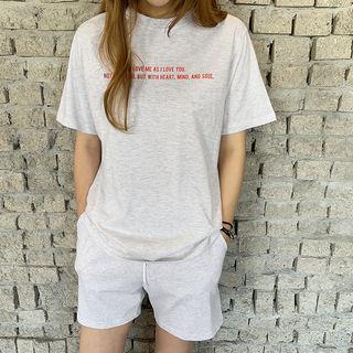 Lettered T-shirt & Sweat Shorts Lounge Set