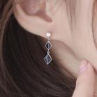 Alloy Rhinestone Dangle Earring 1 Pair - With Earring Back - Black & Silver - One Size