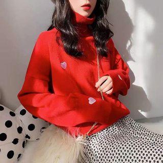 Turtleneck Heart Sweater