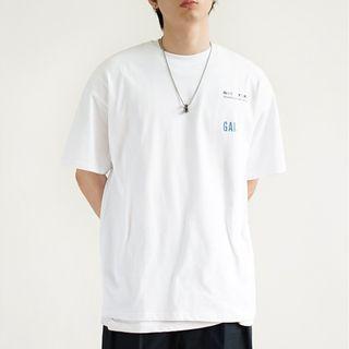 Earth & Lettering Print Short Sleeve Tee