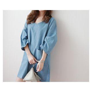 V-neck Denim Dress