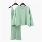 Set: Sleeveless Knit Dress + Sweater